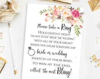 Florales Brautparty Spiel: Nimm bitte einen Ring (Digitaler Download)