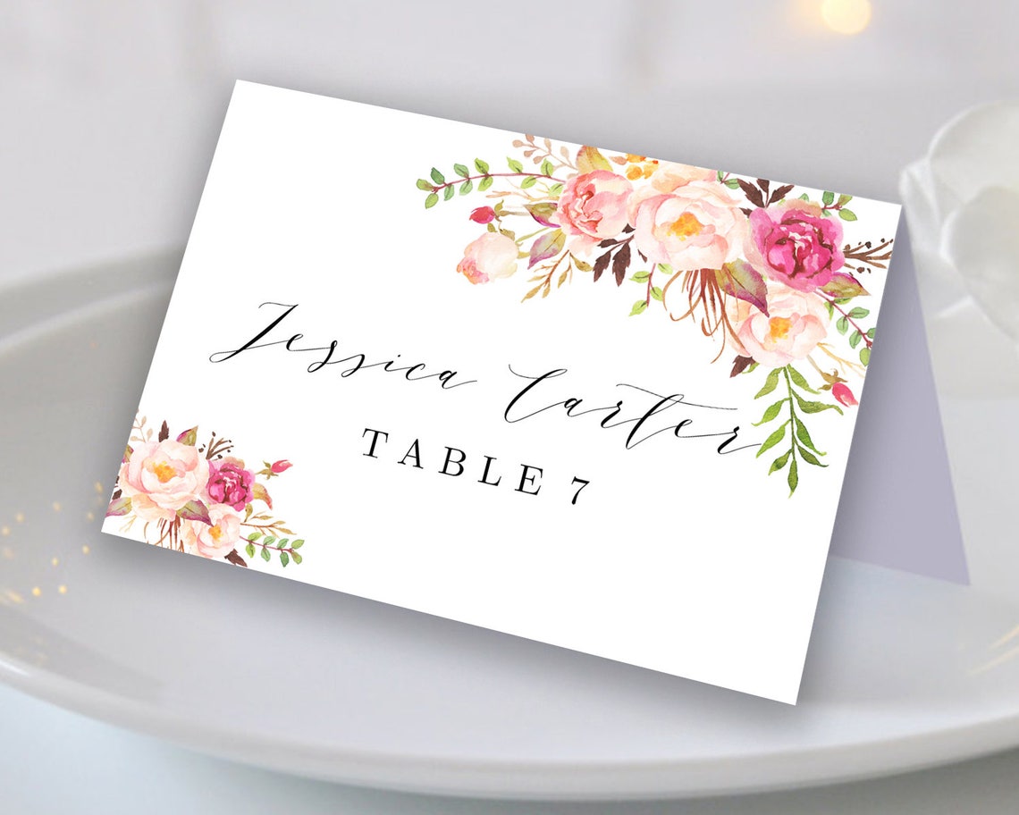 Double Sided Place Cards Printable Place Card Template Etsy