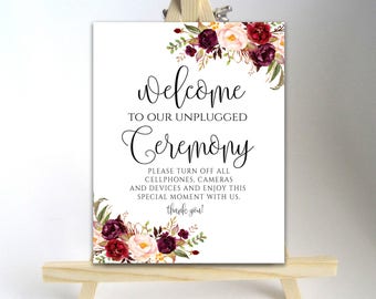 Printable Unplugged Wedding Sign Unplugged Ceremony Sign Unplugged Wedding Unplugged Sign Wedding Unplugged Instant Download DIY Boho Chic