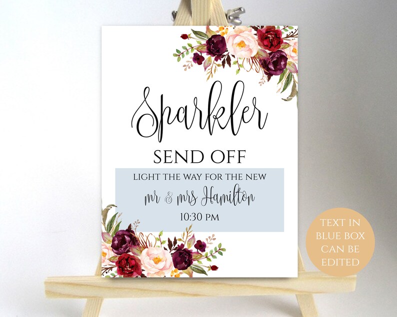 5x7 Printable Sparkler Send Off Sign Send Off Ideas Wedding Template Instant Download Editable PDF 4x6 8x10 Sparkler Sign Boho Chic