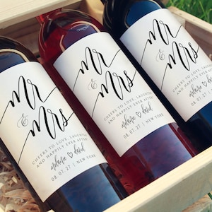 Mr & Mrs Wedding Wine Label Template: Black and White (Instant Download)