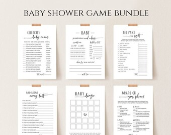 Minimalist Baby Shower Game Bundle, 12 Editable Templates, Printable, Instant Download, Templett