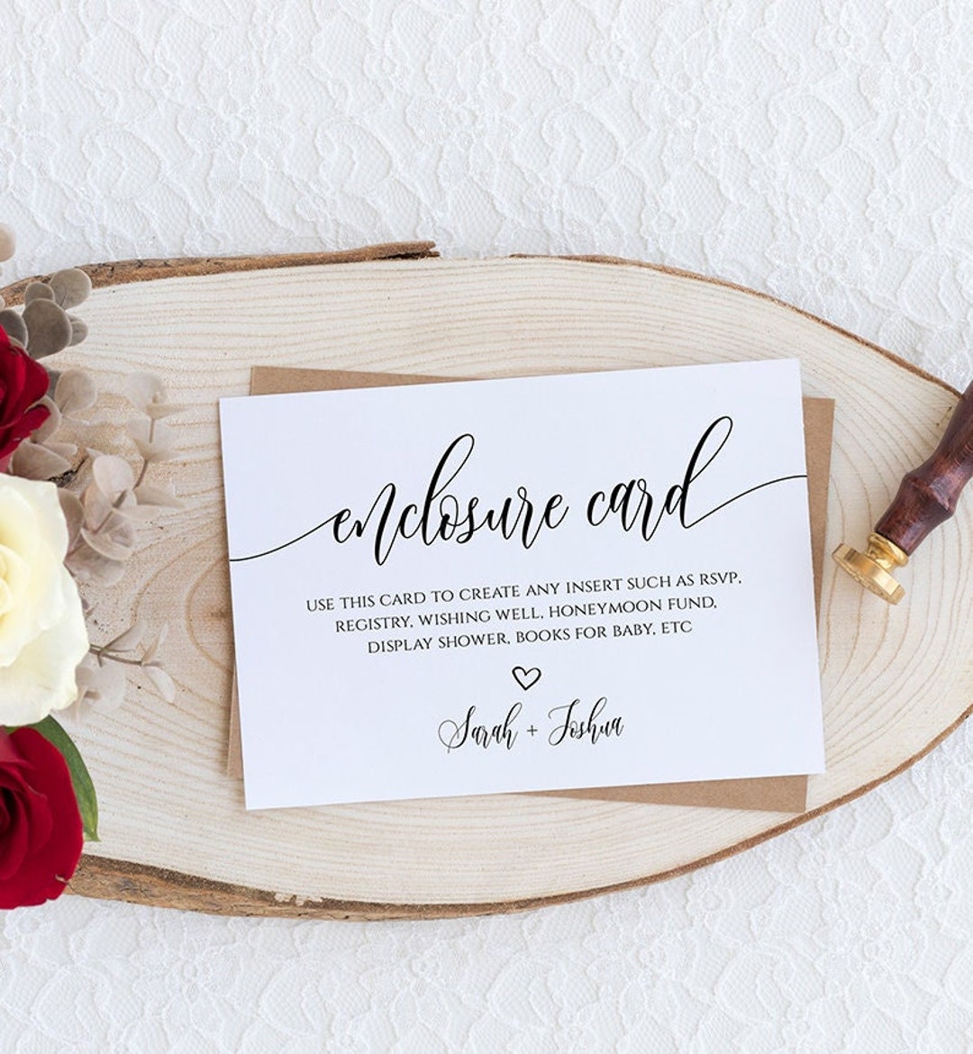 Minimalist Wedding Enclosure Card Template Editable Wedding Insert 