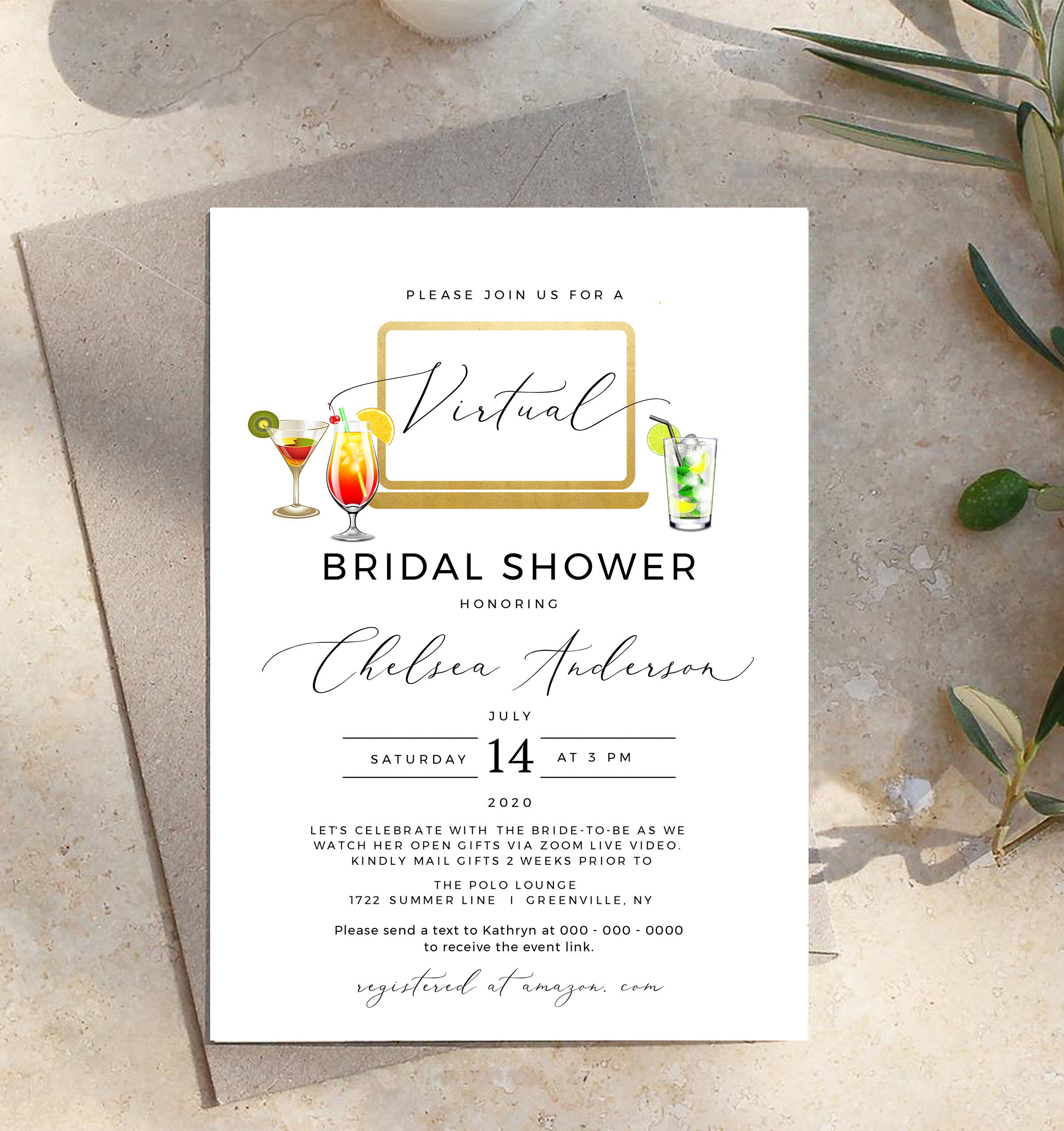 Virtual Bridal Shower Invitation Template Social Distancing - Etsy