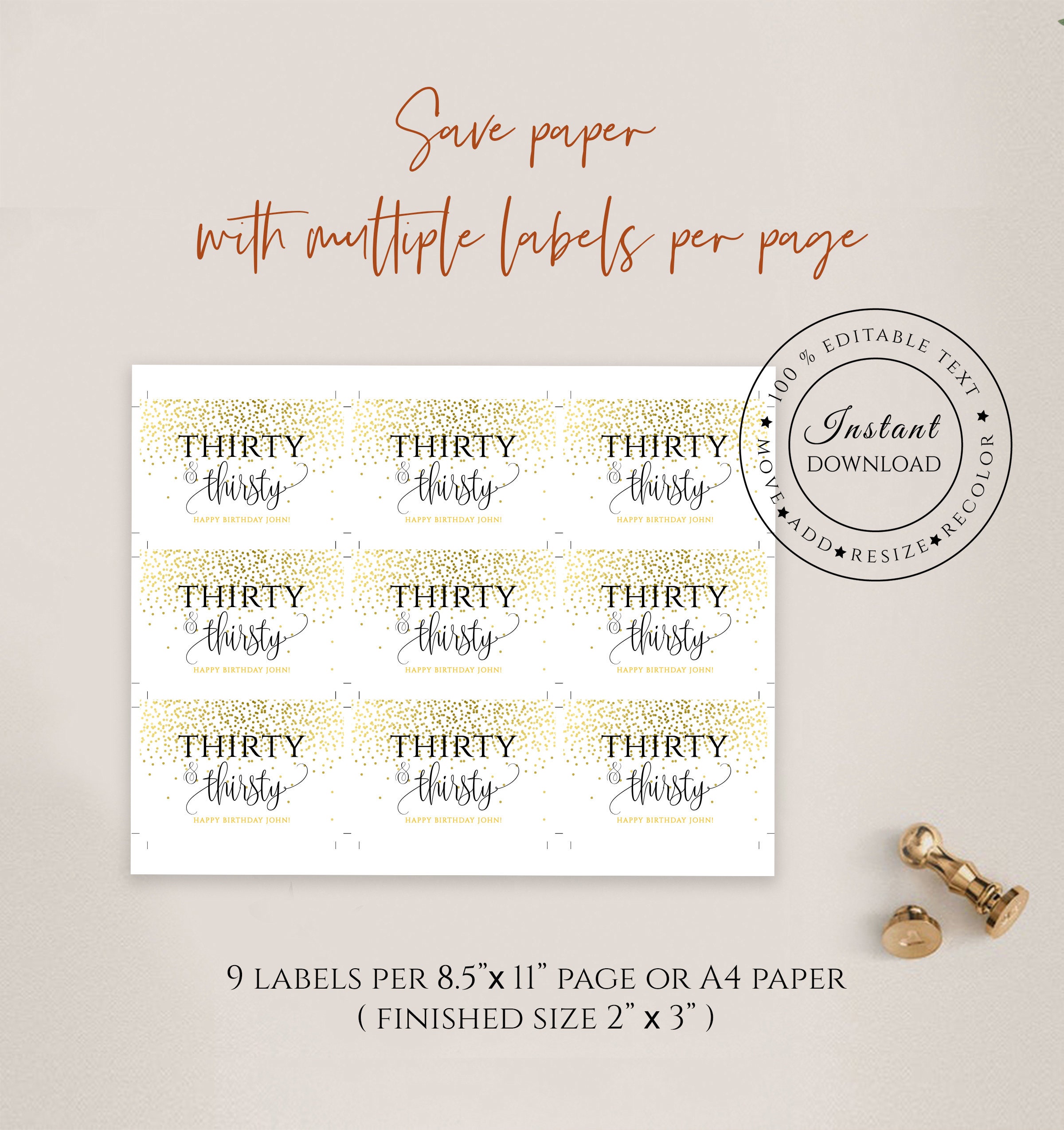 Birthday Mini Champagne Label Printable Mini Wine Labels | Etsy