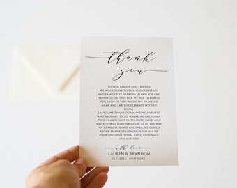 Minimalist Wedding Thank You Card Template (Instant Download)