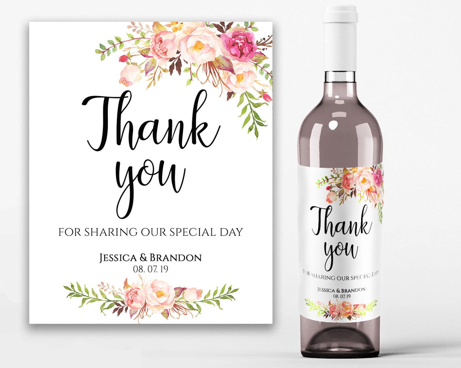 Printable Wedding Wine Labels Thank You Wine Label Thank You Etsy