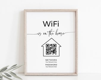 Plantilla editable de señal de contraseña de WiFi: Decoración para habitación de invitados (descarga digital)