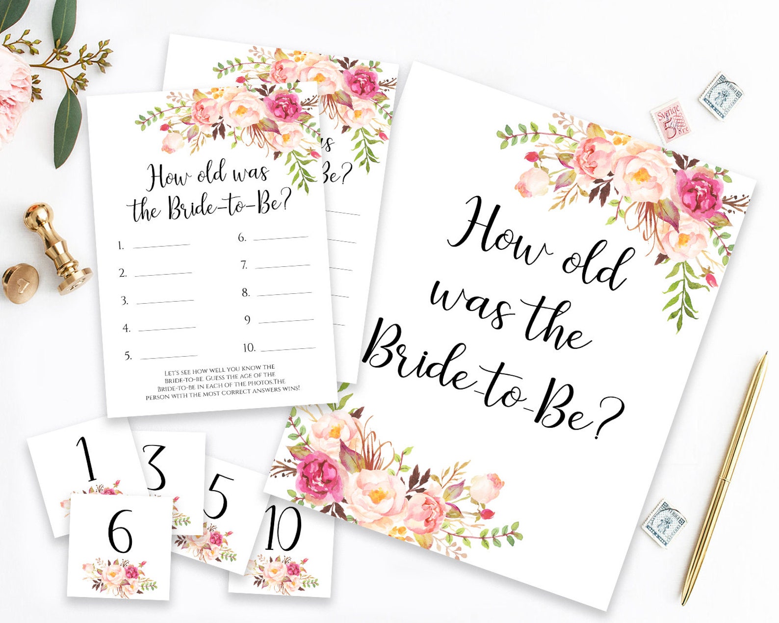 Printable How Old Was the Bride to Be Printable Bridal Shower | Etsy