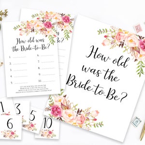 Printable How Old Was the Bride to Be Printable Bridal Shower Game ...