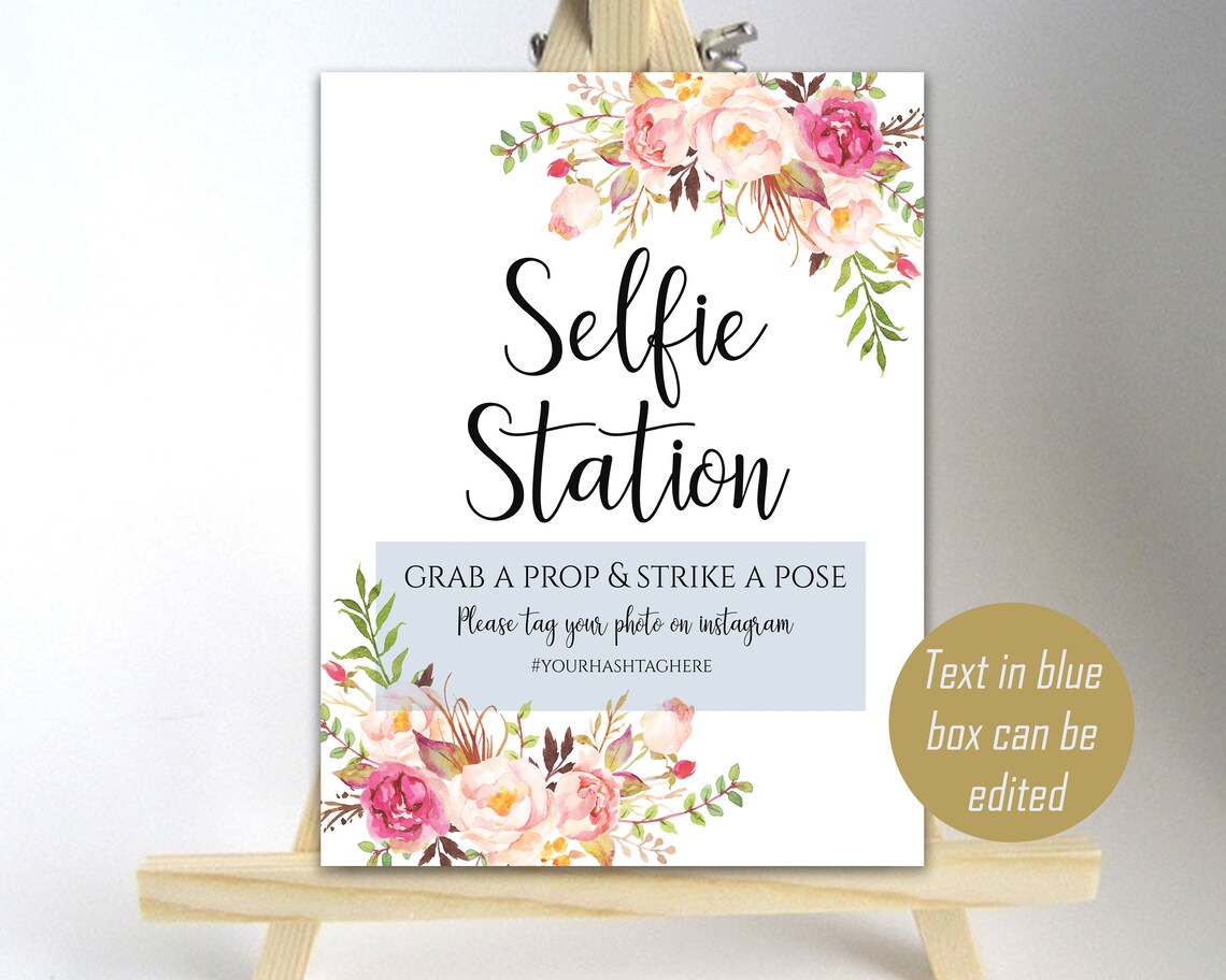 Printable Selfie Station Sign Wedding Hashtag Sign Digital | Etsy