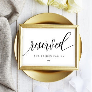 Calligraphy Reserved Table Sign: Editable Wedding Template (Digital Download)