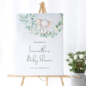 Elephant Baby Shower Welcome Sign Template, Printable Baby Shower ...
