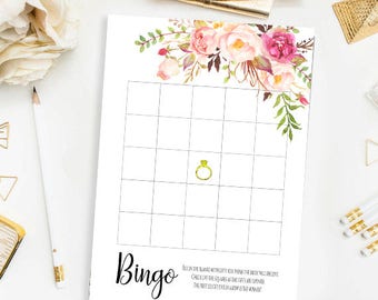 Bridal Shower Bingo Game Bridal Bingo Tea Party Bingo Watercolor Bingo Bridal Cards Bingo Bridal Shower Bingo Pastel Blooms Collection