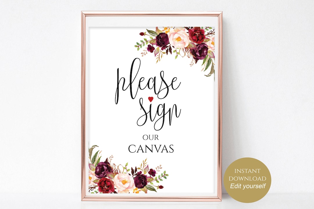 Printable Please Sign Template Please Sign Our Canvas, Guestbook, Globe ...