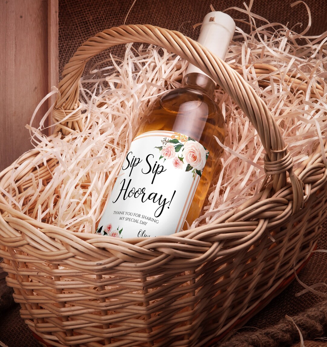 Sip Sip Hooray Wine Label Template, Pregnancy Announcement Wine Bottle ...