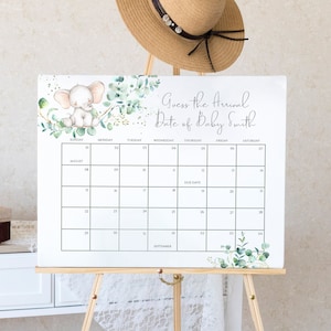 Baby Due Date Calendar Game Template | Editable Printable Baby Shower Game | Instant Download for Baby Shower or Gender Reveal, PPE