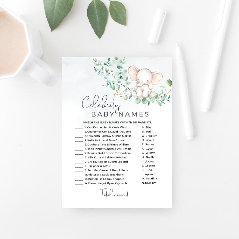 Baby Shower Game Celebrity Baby Names Virtual & Printable Etsy