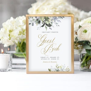 Photo Guestbook Sign, Snap it Shake it Stick it Sign it, Leave a Photo, Instant Download, Templett, POE