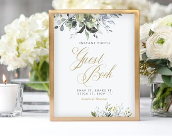 Photo Guestbook Sign, Snap it Shake it Stick it Sign it, Leave a Photo, Instant Download, Templett, POE