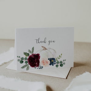 Pumpkin Thank You Card Template, Thank You Card Printable, Thank You ...