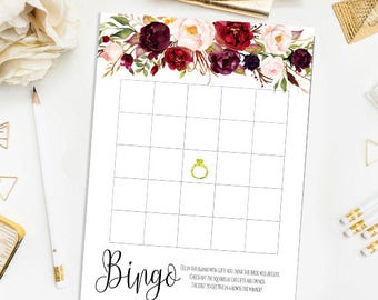 Bridal Shower Bingo Game Bridal Bingo Tea Party Bingo Watercolor Bingo Bridal Cards Bingo Bridal Shower Bingo Instant Download Boho Chic