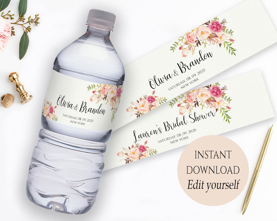 Water Bottle Label Template PDF Instant Download Printable Custom Label Editable Wedding Favor Labels Printable Water Labels for Wedding DIY - Etsy water-bottle-label-template-pdf-instant-download-printable-custom-label-editable-wedding-favor-labels-printable-water-labels-for-wedding-diy-etsy
