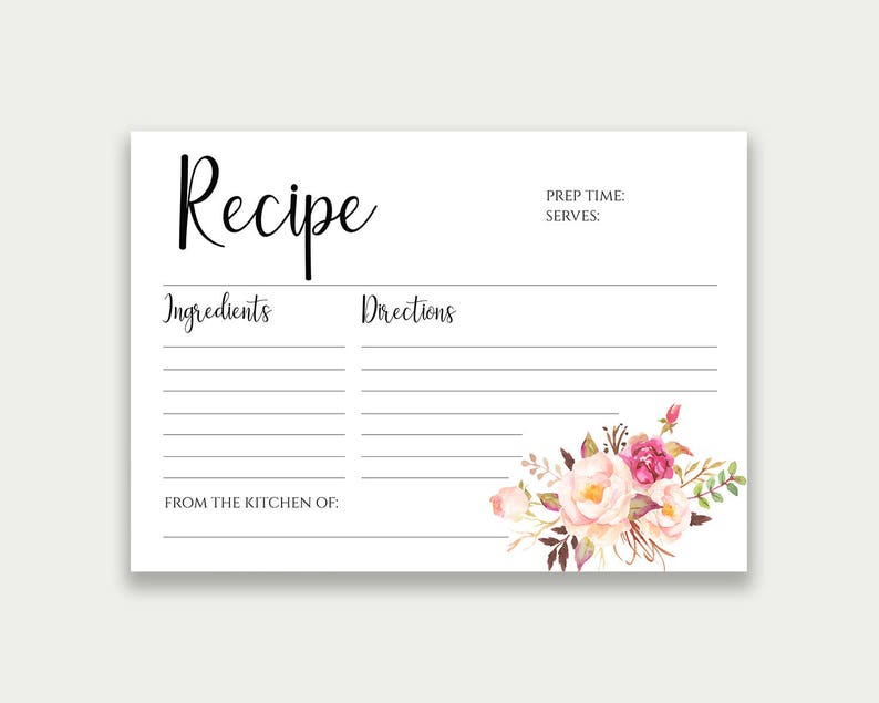 Printable Recipe Card Bridal Shower Recipe Card Printable - Etsy