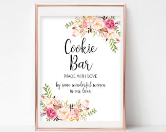 Printable Cookie Bar Sign Dessert Table Sign Wedding Sign Printable Party Sign  Instant Download 4x6, 5x7, 8x10 Pastel Blooms Collection