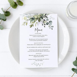 Szablon menu weselnego, karty menu weselnego, karta menu do druku, edytowalne menu kolacji, natychmiastowe pobieranie, edycja za pomocą Templett, POE