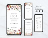 Wildflower Wedding Invitation Template, Digital Wedding Evite, Instant Download, Templett