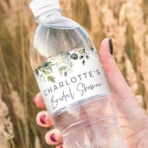 Greenery Bridal Shower Water Bottle Labels: Editable Template (Instant Download, POE)