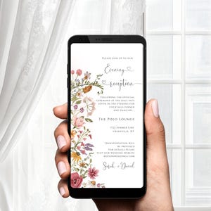 Wildflower Evening Reception Invitation Template, Digital Wedding Reception Evite, Instant Download, Templett