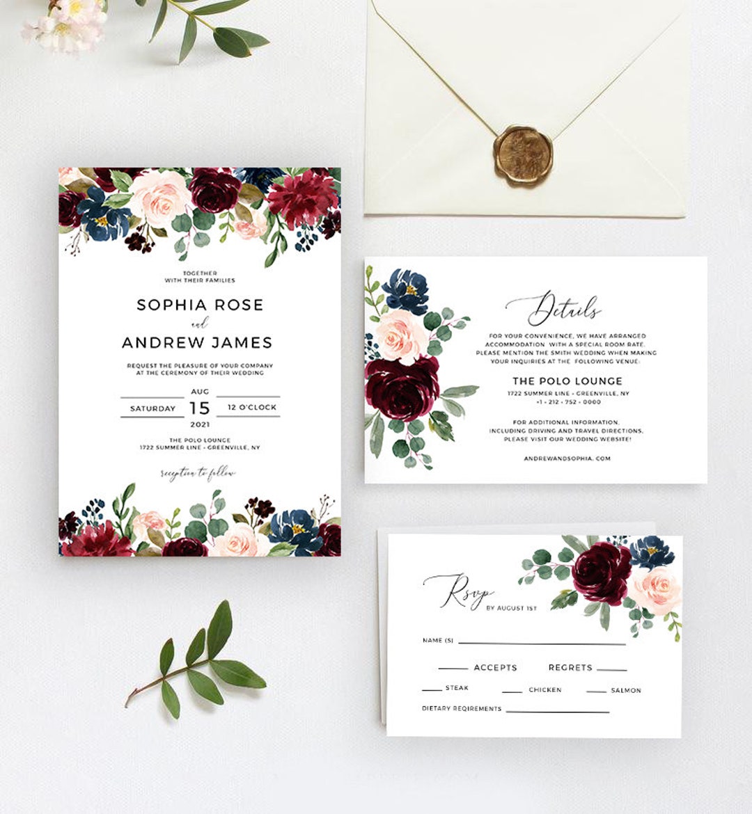 Burgundy Wedding Invitation Template Printable Wedding Etsy Burgundy Wedding Invitation Template Printable Wedding Etsy