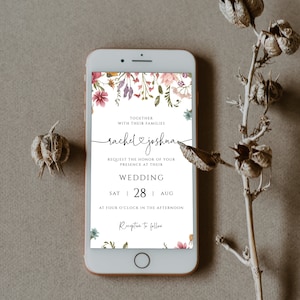 Wildflower Wedding Invitation Template, Digital Wedding Evite, Instant Download, Templett image 6