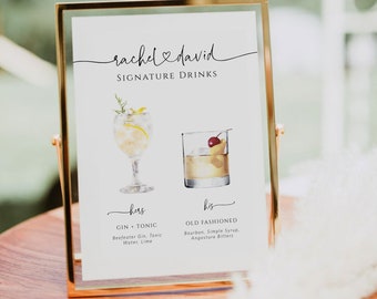 Minimalist Signature Drink Sign: Editable Bar Menu Template (Digital Download)