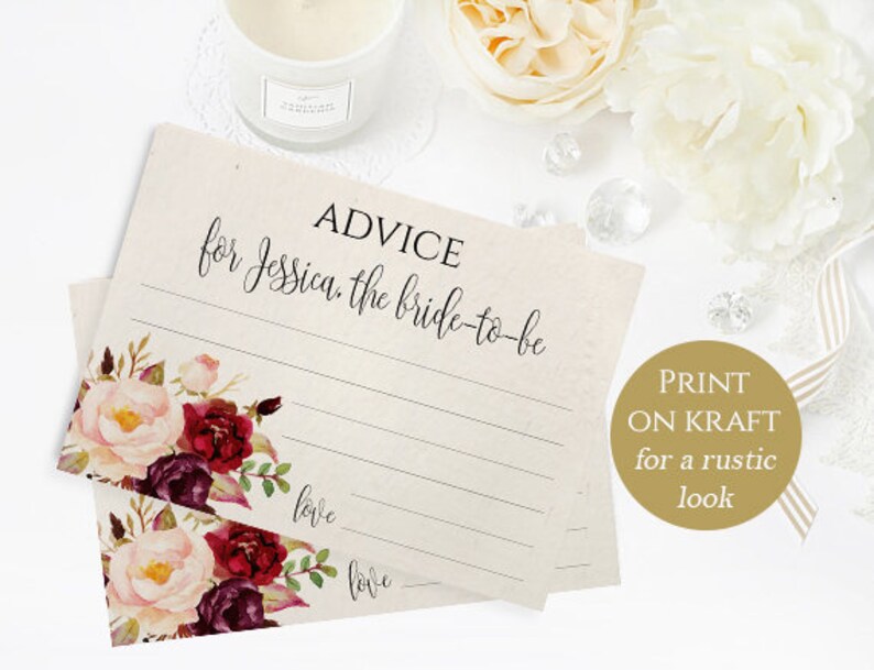 Personalized Advice Card Printable Wedding Advice Cards Etsy