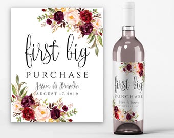 Printable Wine Label Template Wine Bottle Labels Bridal Wine Labels PDF Instant Download Boho Chic Custom "First" Marriage Milestones Wine