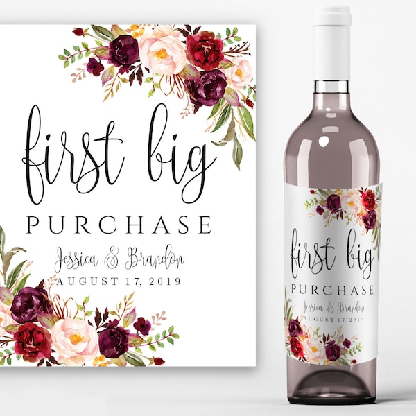 Printable Wine Label Template Wine Bottle Labels Bridal Wine Labels PDF Instant Download Boho Chic Custom "First" Marriage Milestones Wine