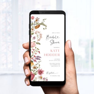 Wildflower Bridal Shower Electronic Invitation Template (Instant Download)