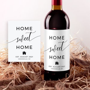 Home Sweet Home Wine Label Template: Modern Calligraphy (Instant Download)