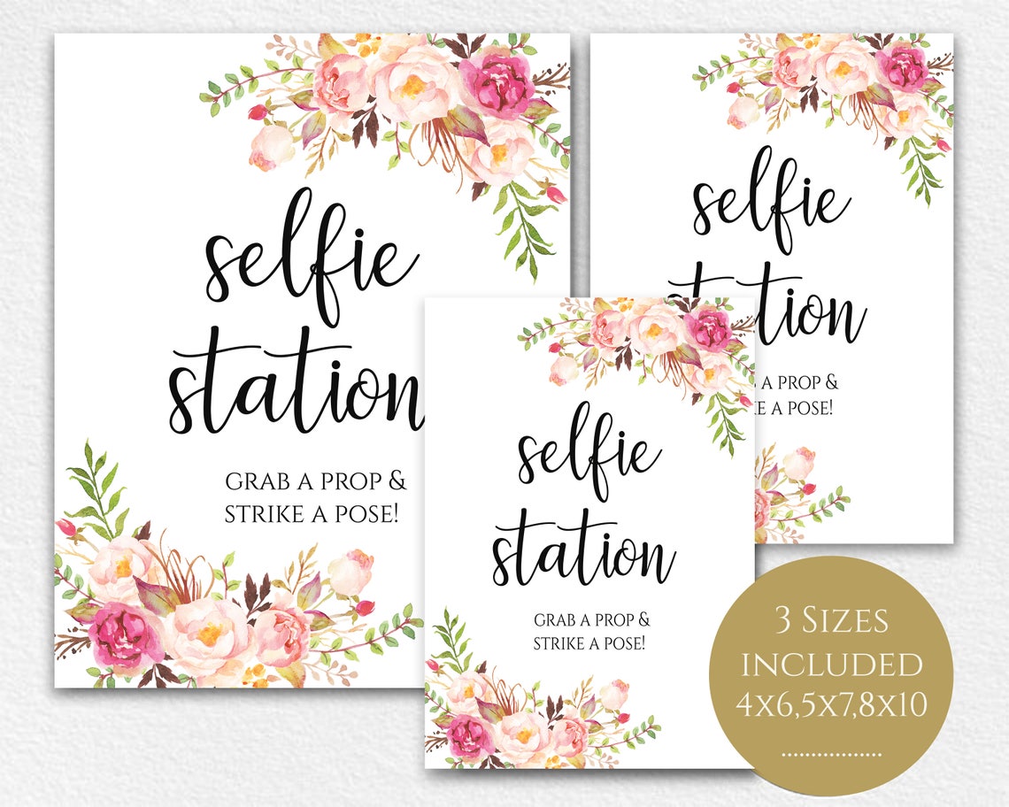Printable Selfie Station Sign Grab a Prop Strike a Pose Photo - Etsy