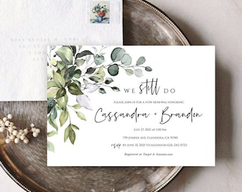 Greenery Vow Renewal Invitation: Eucalyptus We Still Do (Instant Download, POE)