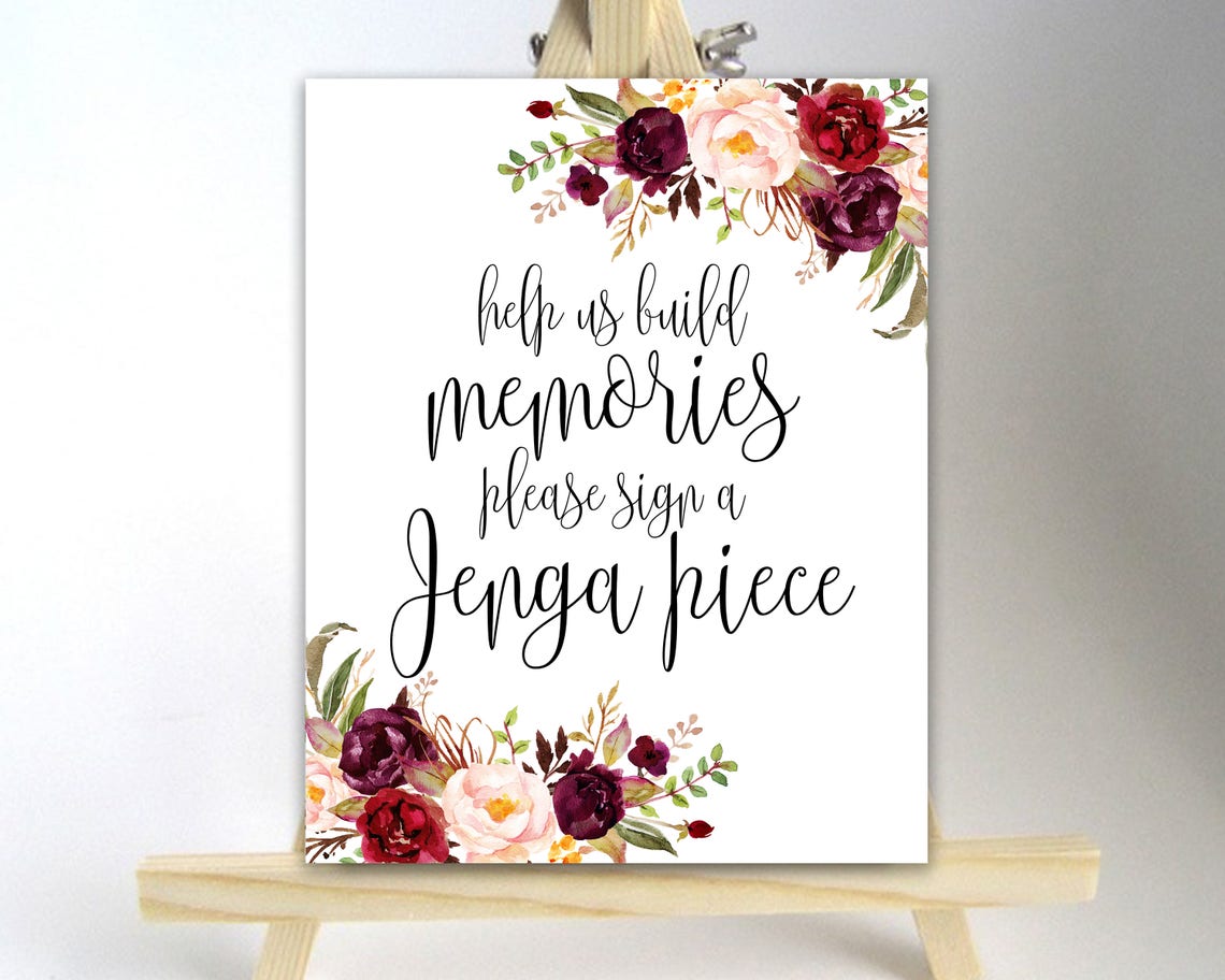 Printable Jenga Guest Book Sign Wedding Jenga Sign Jenga - Etsy
