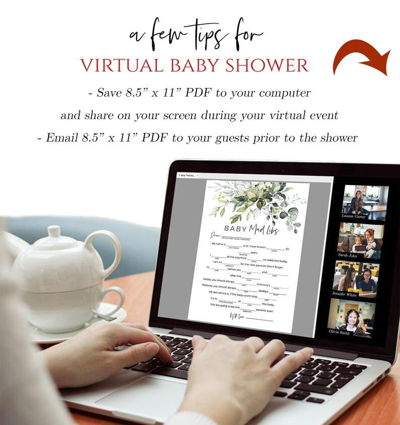 Mad Libs Baby Shower Game Virtual and Printable Template Etsy