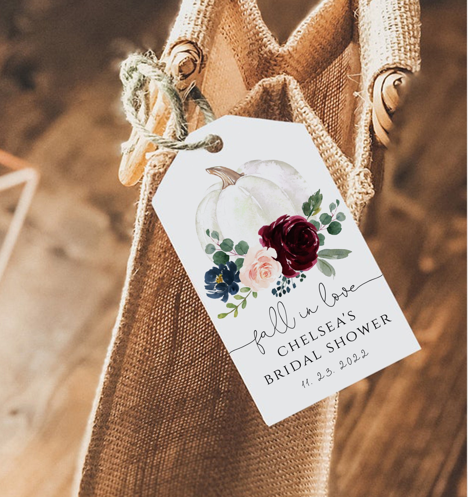 Bridal Shower Favor Tag Fall n Love Printable Thank You Tag Etsy