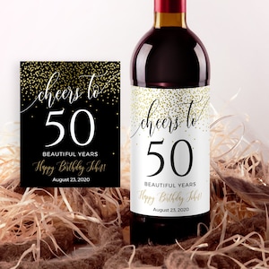 Birthday Wine Label Gold Wine Bottle Labels 21st Birthday 50th, 40th, 30th - Any Age, Instant Download, 100% Editable text