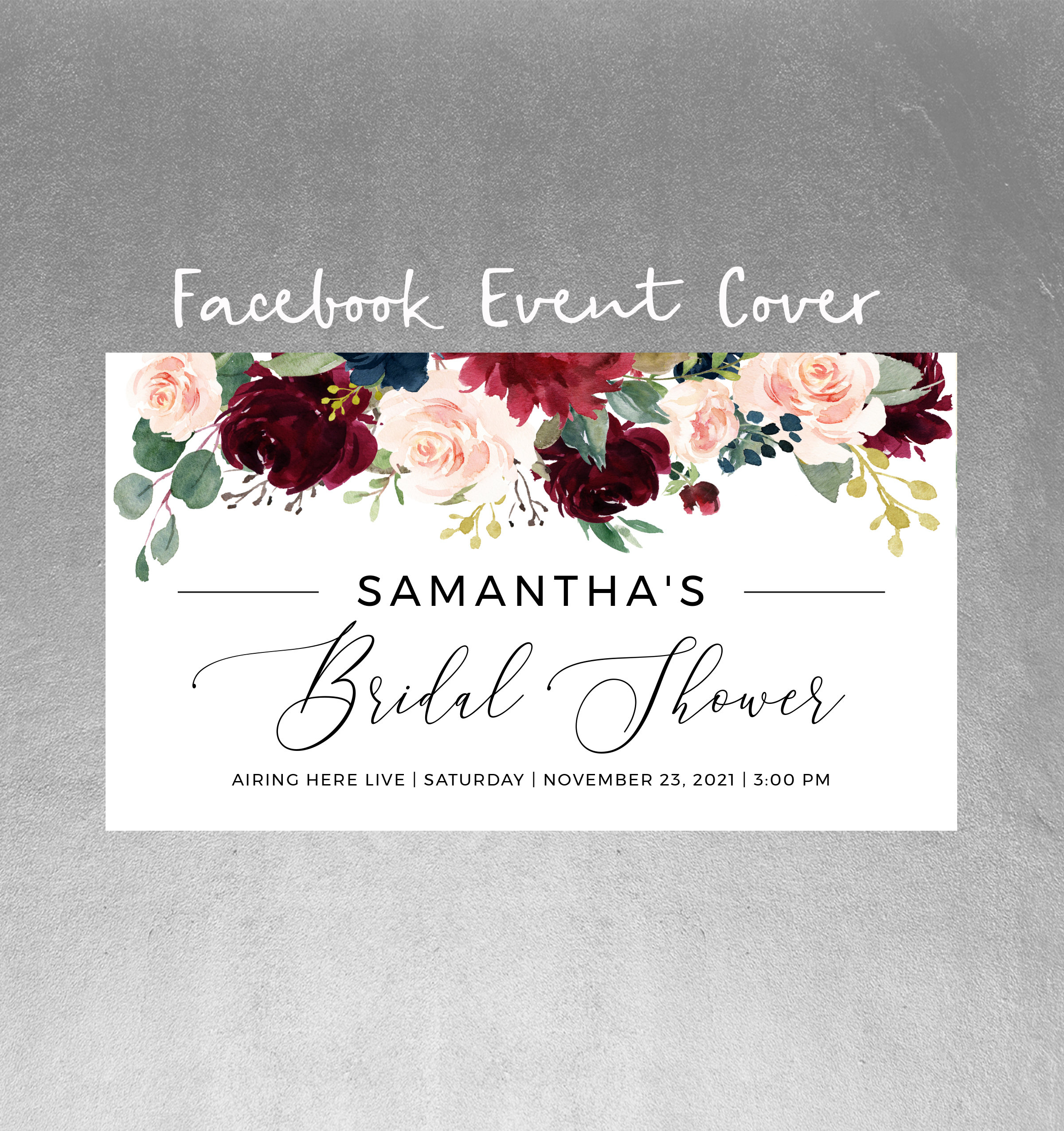 Facebook Event Cover Template, Bridal Shower Editable Facebook Banner,  Birthday, Baby Shower, Any Event, Instant Download, Templett, POM For Bridal Shower Banner Template