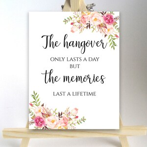 Hangover Sign Printable Wedding Hangover Kit Table Decor Memories Last ...