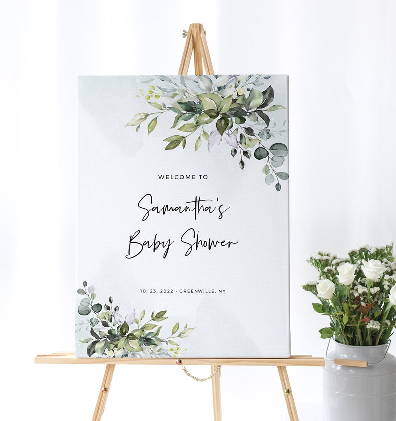 Greenery Welcome Sign Template Printable Baby Shower / Bridal - Etsy